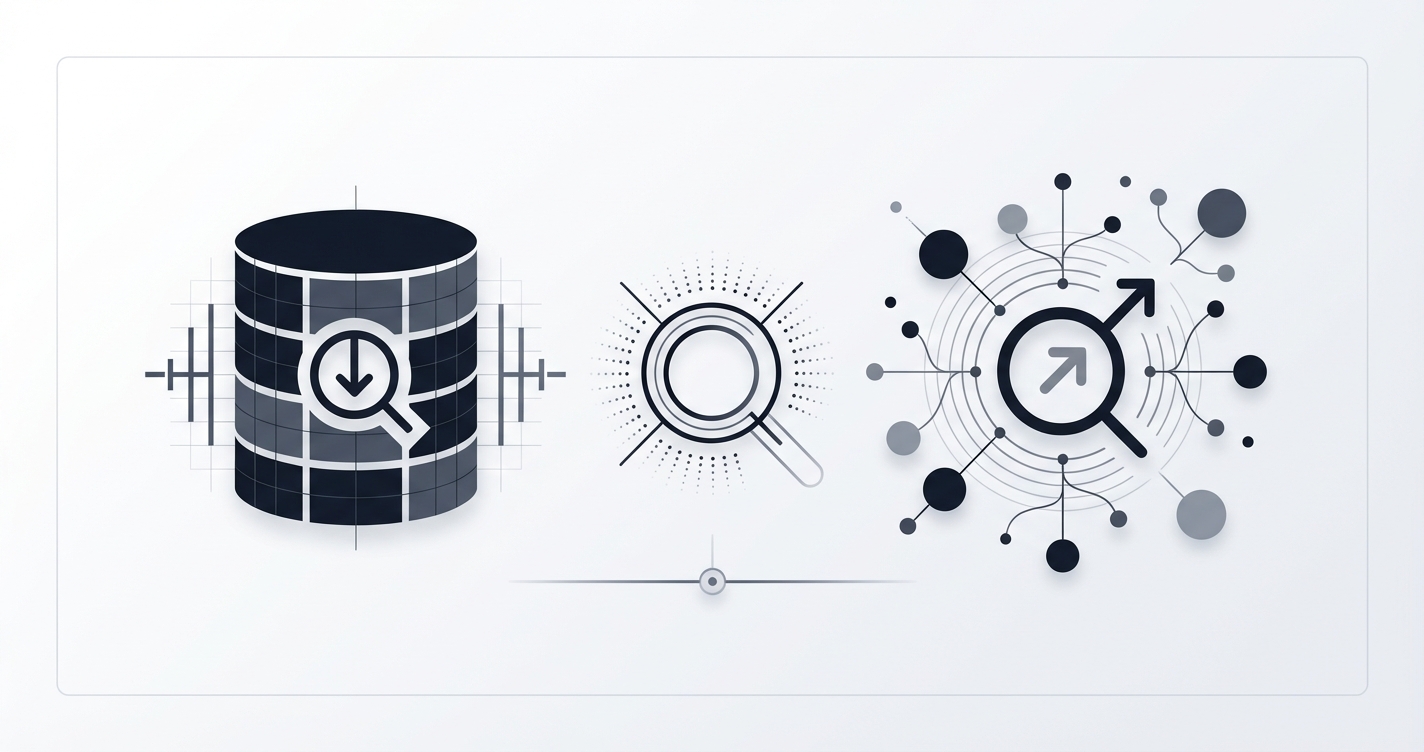 Comparison of PostgreSQL and Elasticsearch logos representing different database search capabilities.