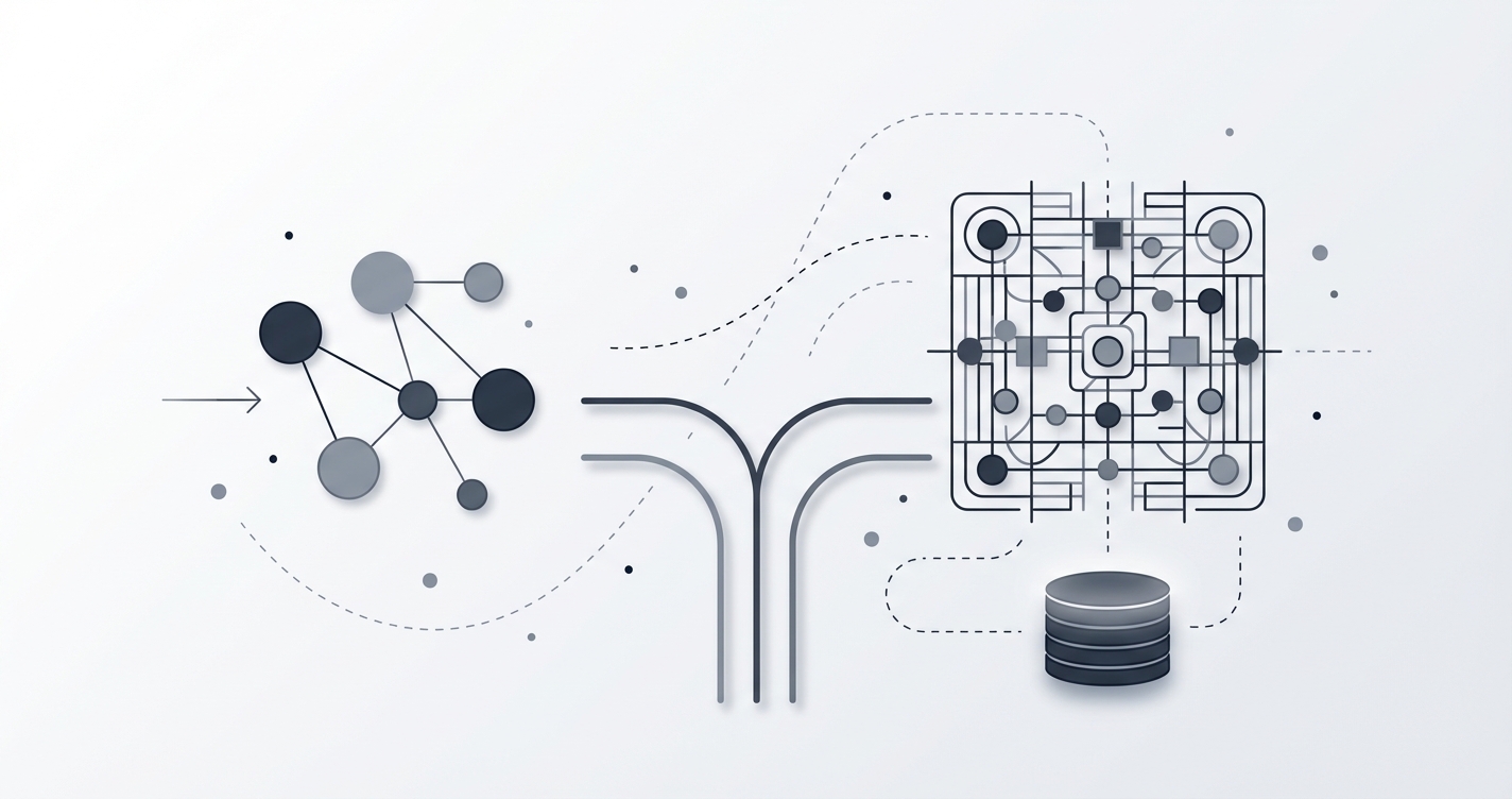 Illustration of a small team navigating a complex Kubernetes cluster with containers.